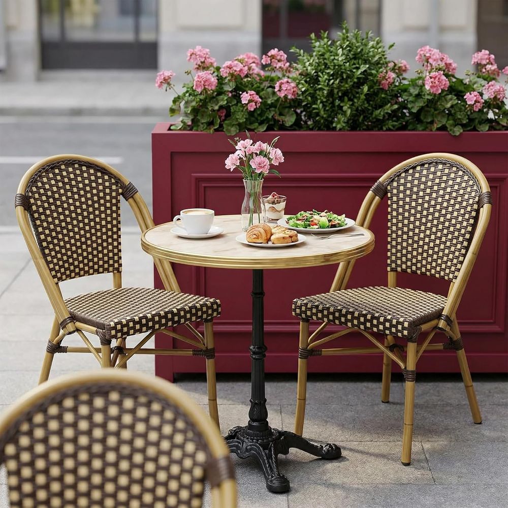 Hand-Woven Wicker Bistro Chair - Outdoor Furniture Dining Set 리뷰 및 가격