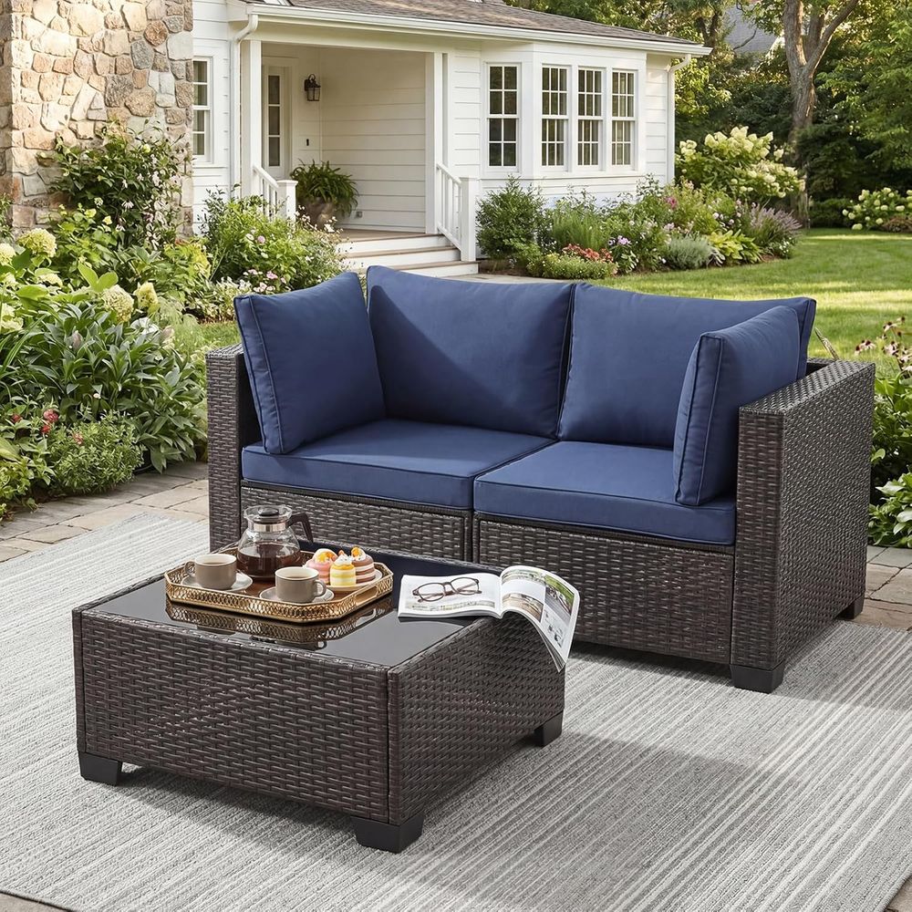 3-Piece Outdoor Wicker Patio F - Outdoor Furniture Loveseat 리뷰 및 가격