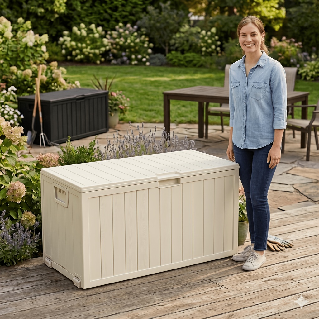 Outdoor Furniture For Patio - 75/35 Gallon Outdoor Storage Box Waterproof