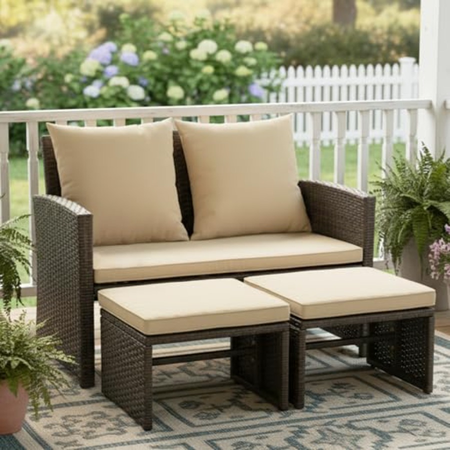 Outdoor Loveseat with 2 Ottoma - Outdoor Furniture Kitchener 리뷰 및 가격