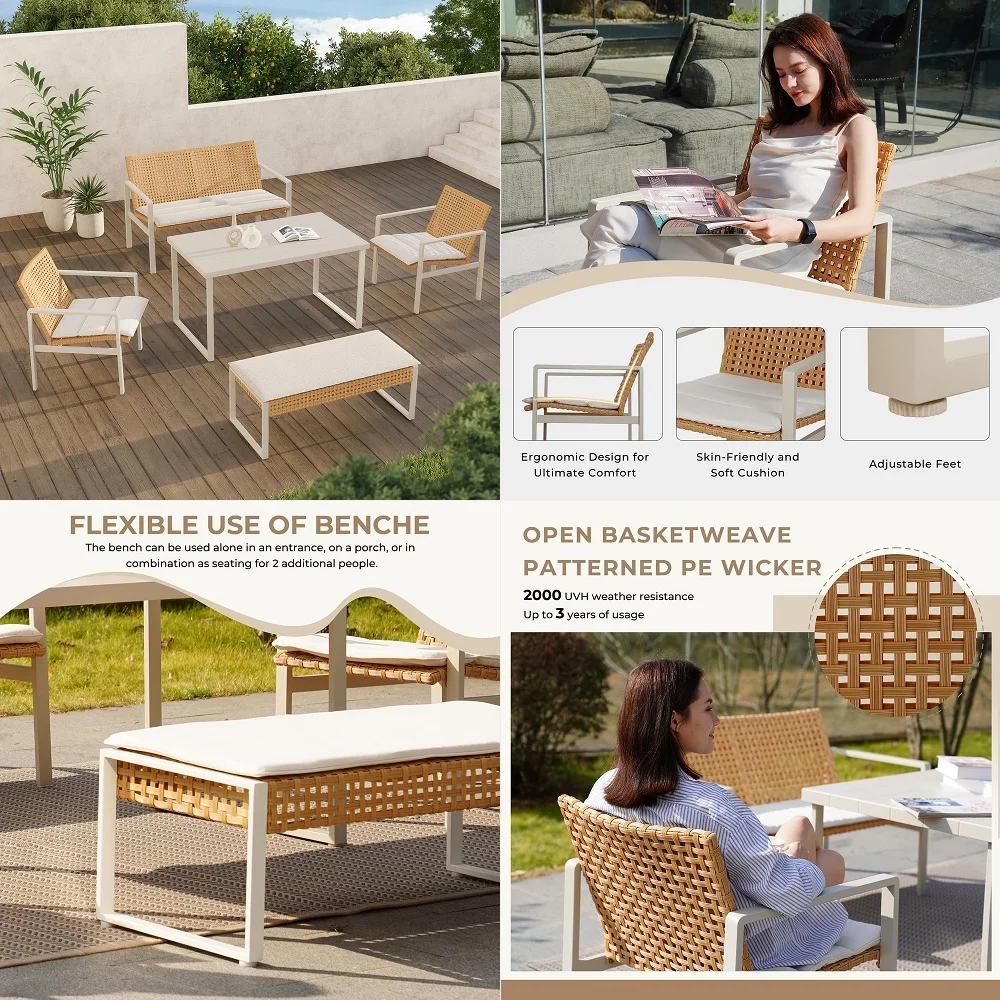 Outdoor Furniture Dining Set - 5piece Outdoor Dining Set, Wicker Patio