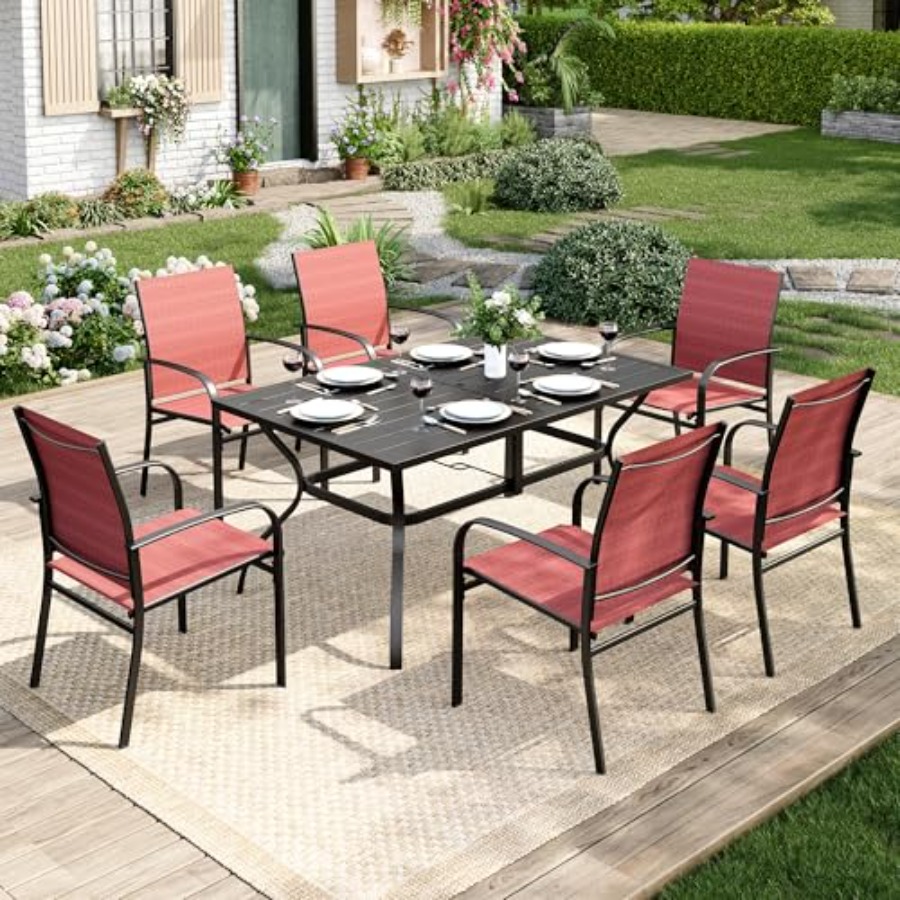 Patio dining set for 6: metal  - Outdoor Furniture Dining Set 리뷰 및 가격