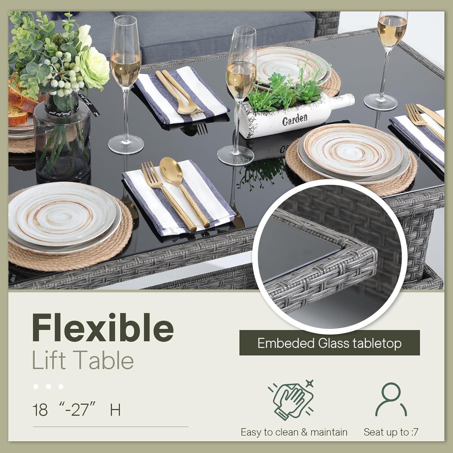 6pcs Grey PE Rattan Outdoor Se - Outdoor Furniture Dining Set 리뷰 및 가격