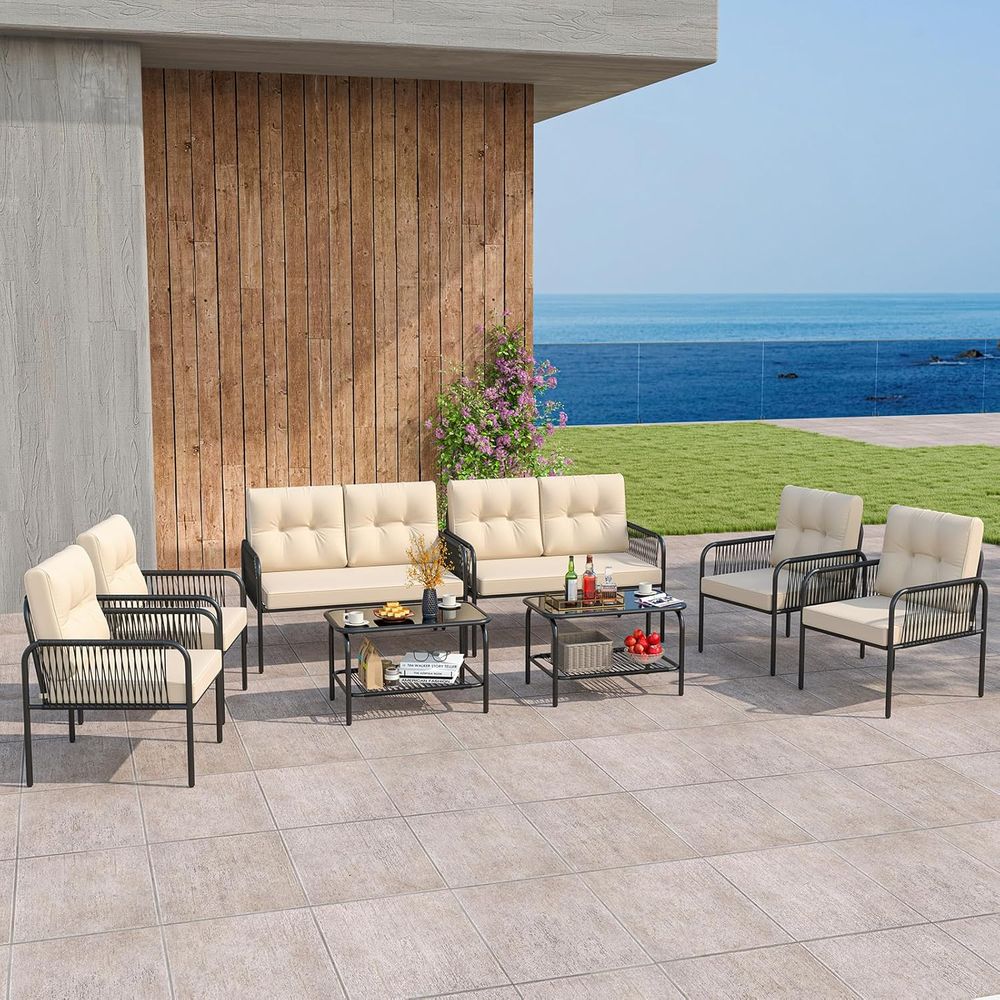 8-Piece Outdoor Patio Furnitur - Outdoor Furniture Loveseat 리뷰 및 가격