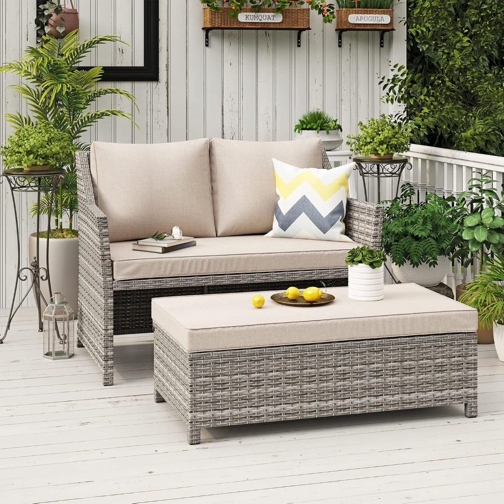 2-Piece Outdoor Patio Furnitur - Outdoor Furniture Loveseat 리뷰 및 가격