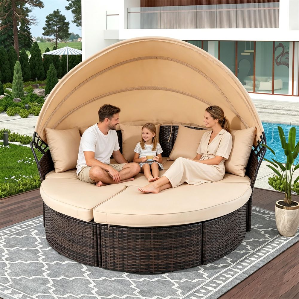 Outdoor Patio Round Daybed wit - Outdoor Furniture For Patio 리뷰 및 가격