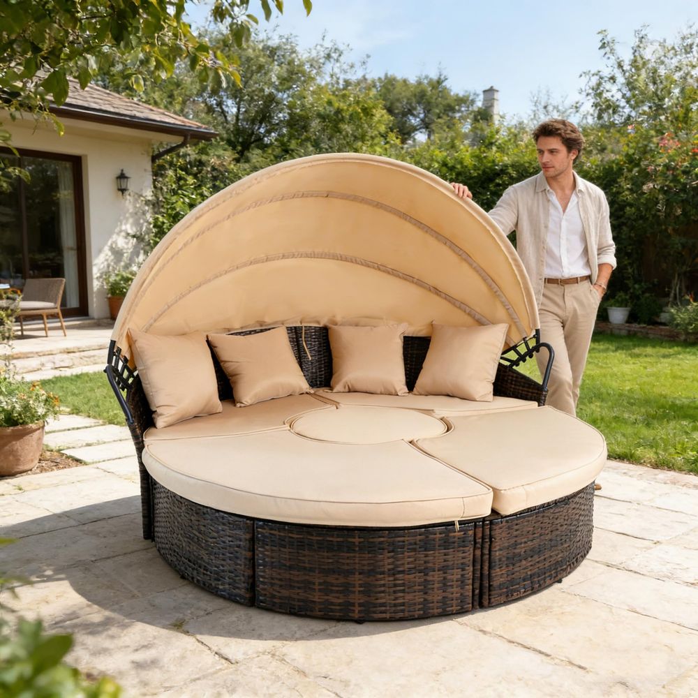 Outdoor Patio Round Daybed wit - Outdoor Furniture For Patio 리뷰 및 가격