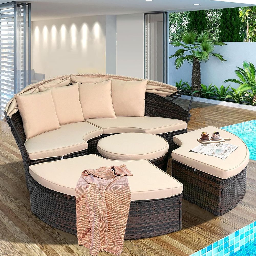 Outdoor Patio Round Daybed wit - Outdoor Furniture For Patio 리뷰 및 가격