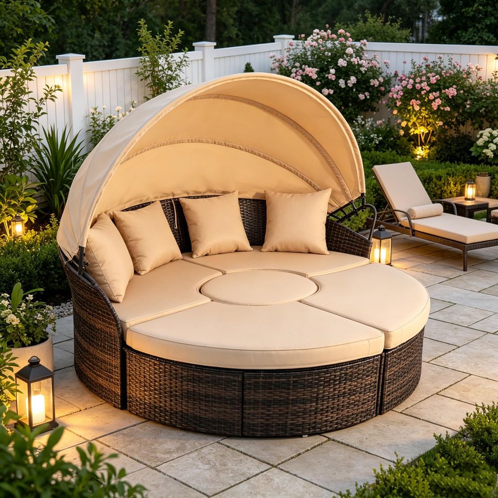 Outdoor Patio Round Daybed wit - Outdoor Furniture For Patio 리뷰 및 가격