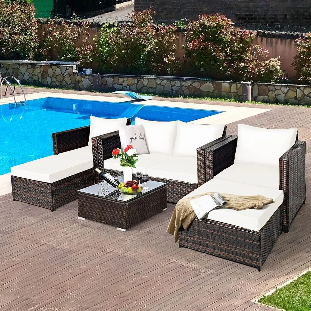 5-Piece Outdoor Wicker Patio F - Outdoor Furniture Loveseat 리뷰 및 가격