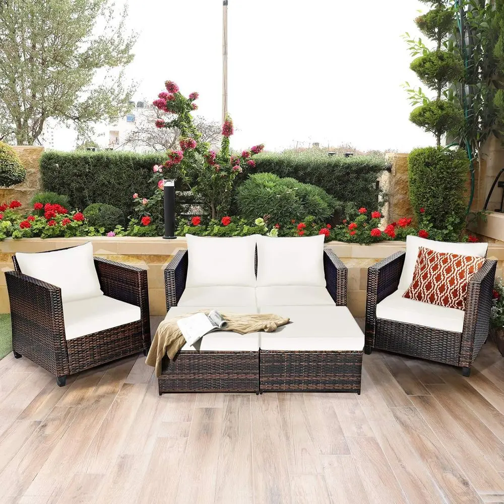 5-Piece Outdoor Wicker Patio F - Outdoor Furniture Loveseat 리뷰 및 가격