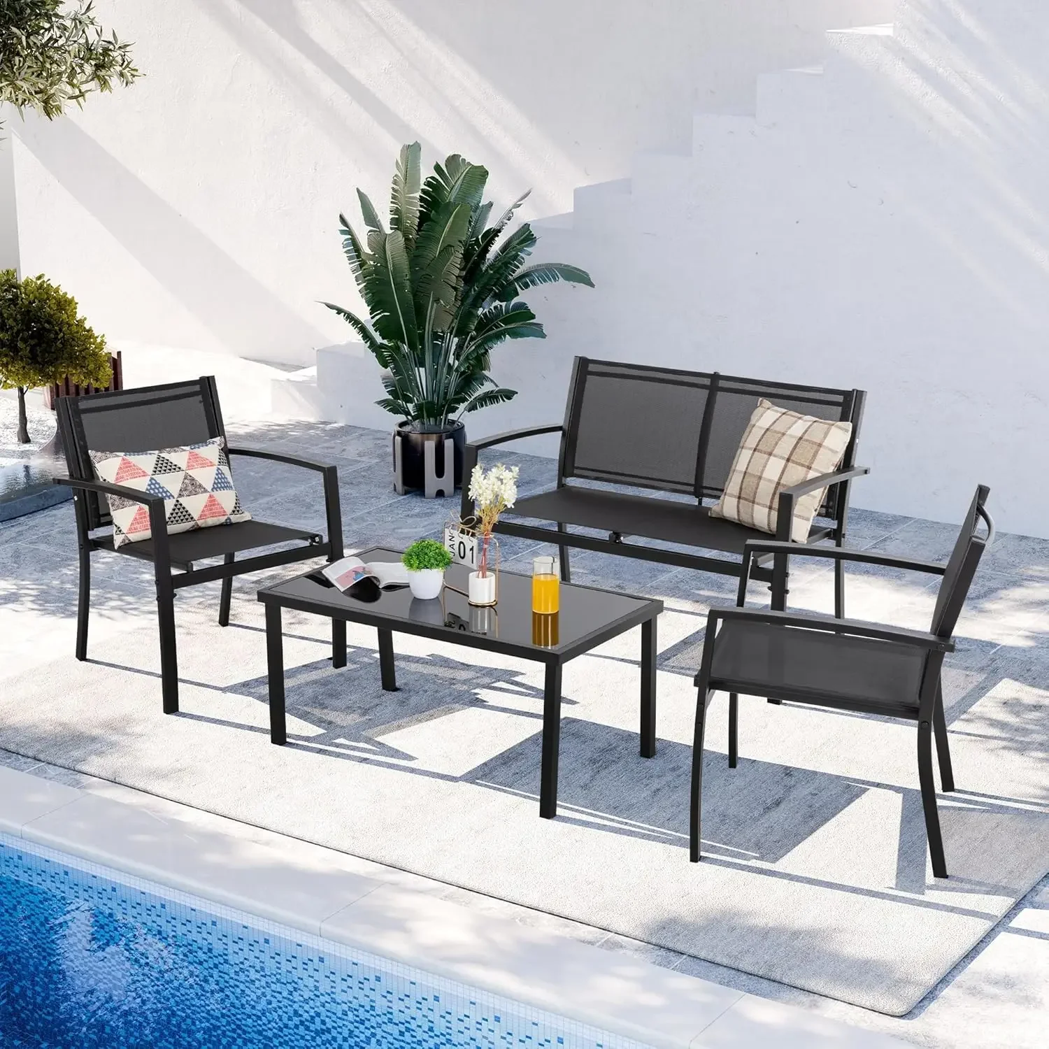 4 Pieces Patio Furniture Set A - Outdoor Furniture Loveseat 리뷰 및 가격