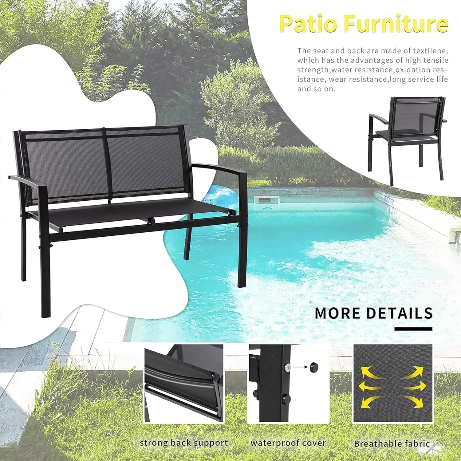 4 Pieces Patio Furniture Set A - Outdoor Furniture Loveseat 리뷰 및 가격