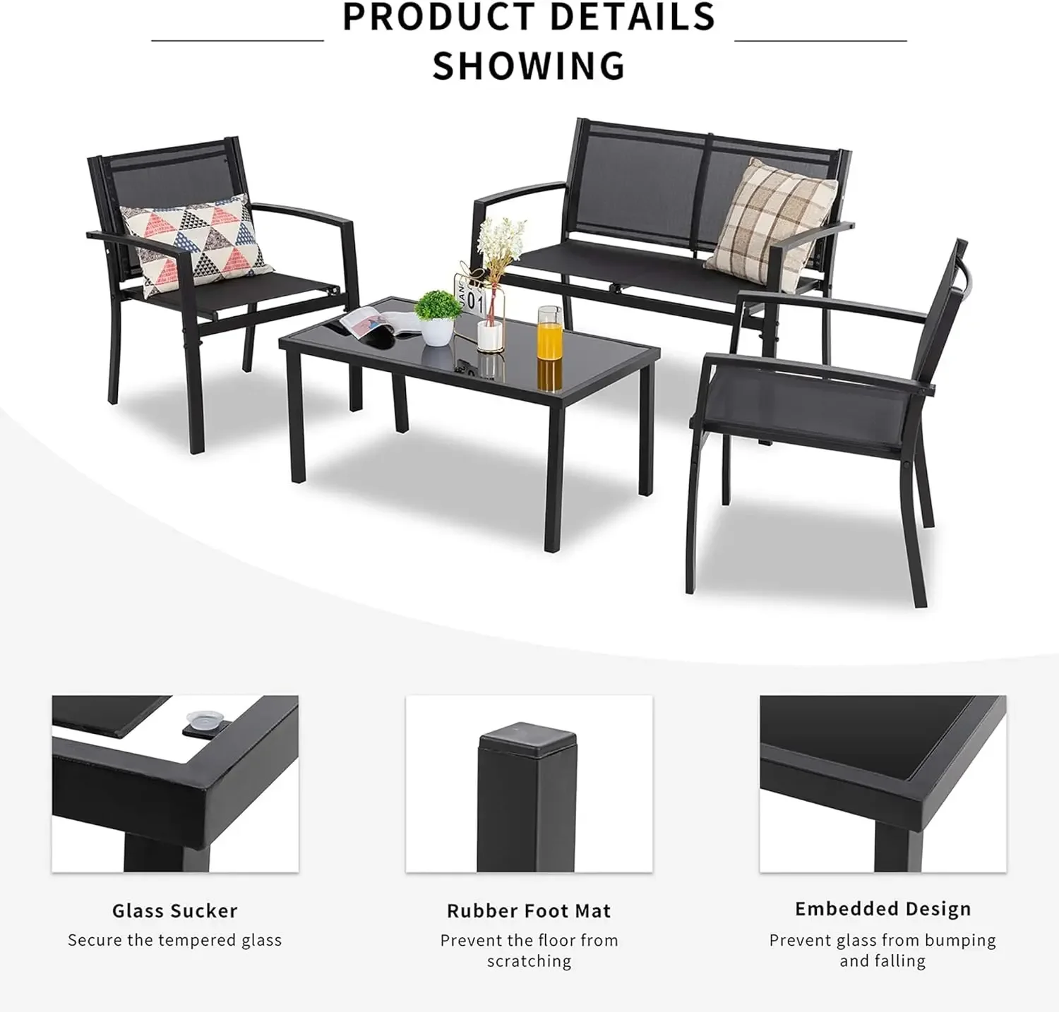 4 Pieces Patio Furniture Set A - Outdoor Furniture Loveseat 리뷰 및 가격