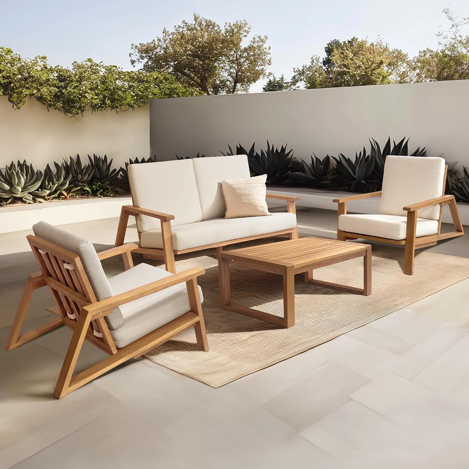 4-Piece Deep Seating Teak Pati - Outdoor Furniture Loveseat 리뷰 및 가격