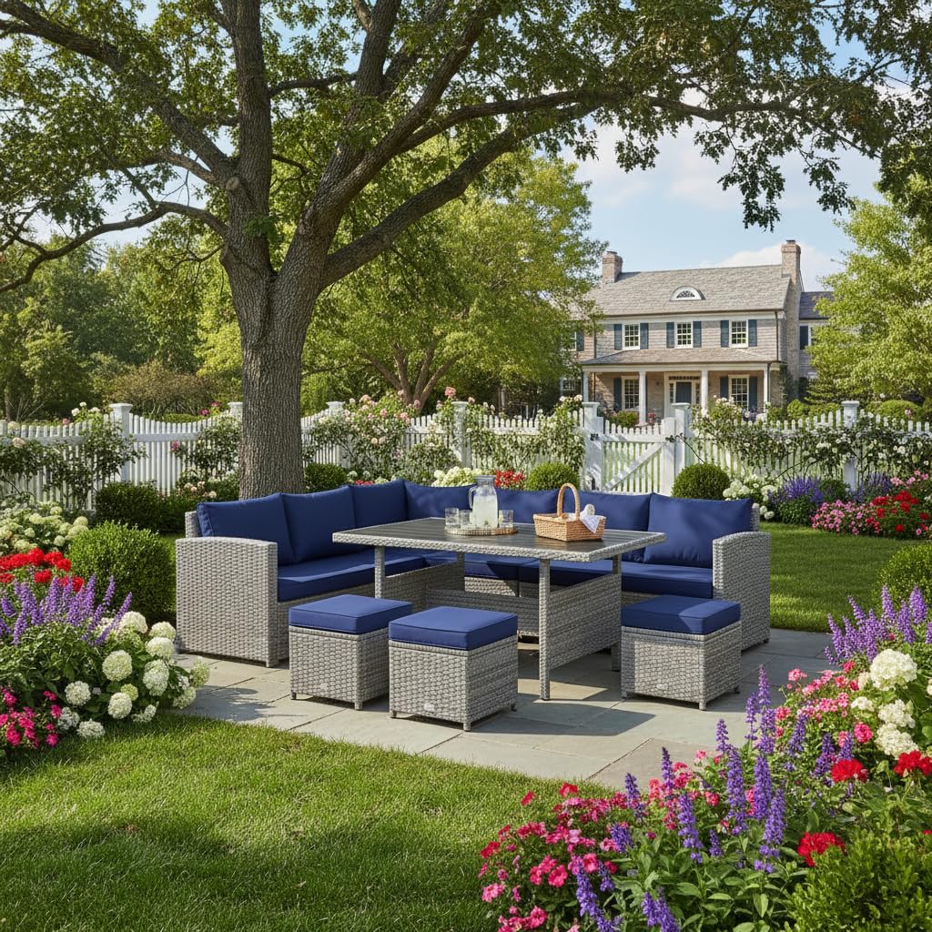 7 Piece All Weather Wicker Pat - Outdoor Furniture Dining Set 리뷰 및 가격