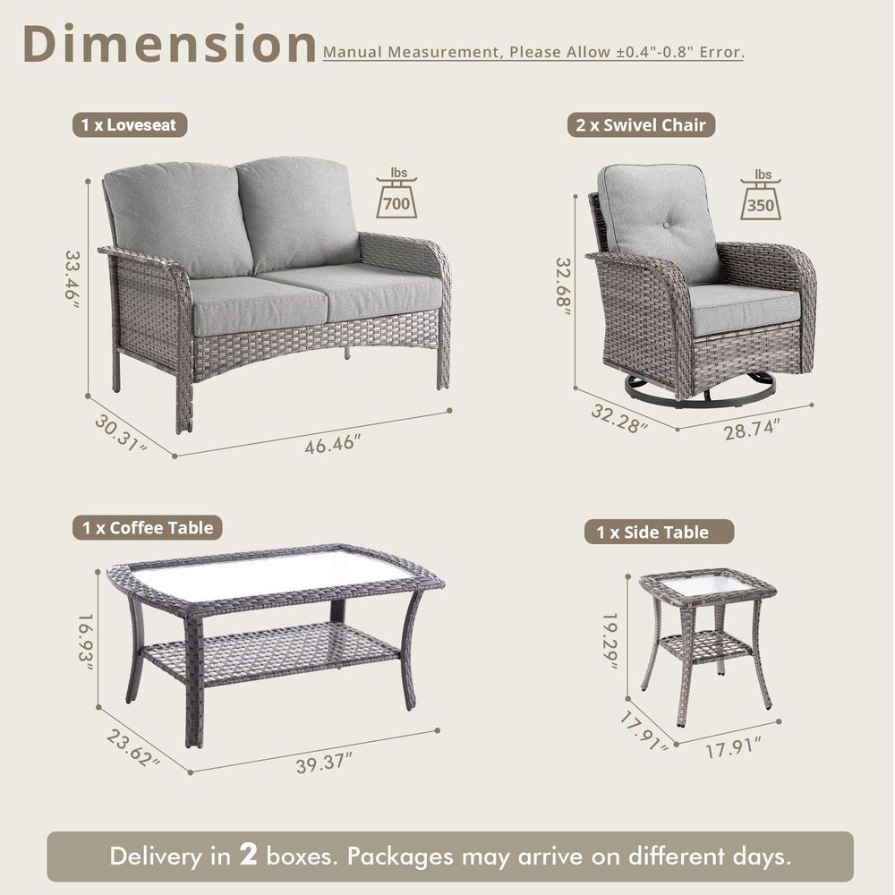 Patio Furniture Set with Swive - Outdoor Furniture Loveseat 리뷰 및 가격