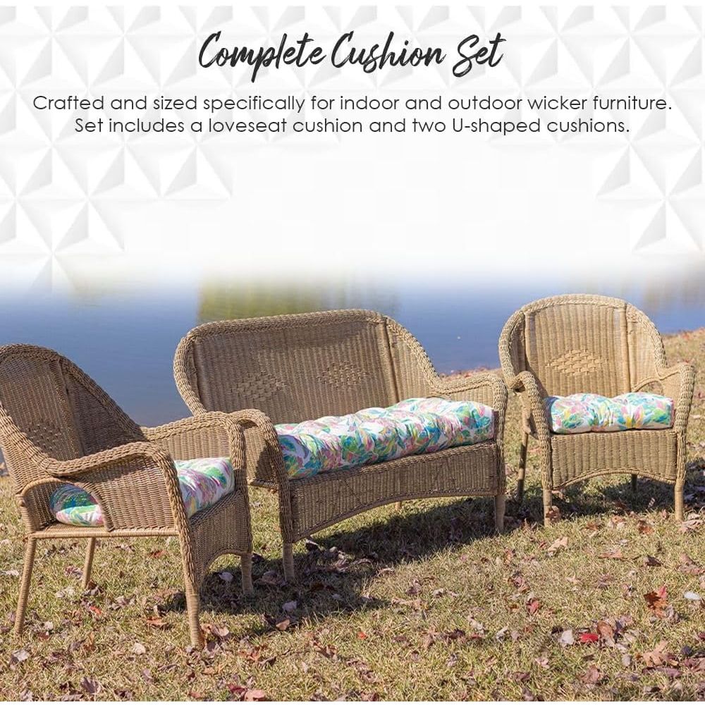 All-Weather Wicker Cushion Set - Outdoor Furniture Loveseat 리뷰 및 가격