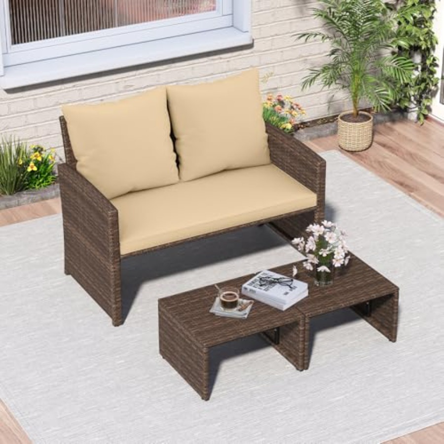 Outdoor Loveseat with 2 Ottoma - Outdoor Furniture Loveseat 리뷰 및 가격