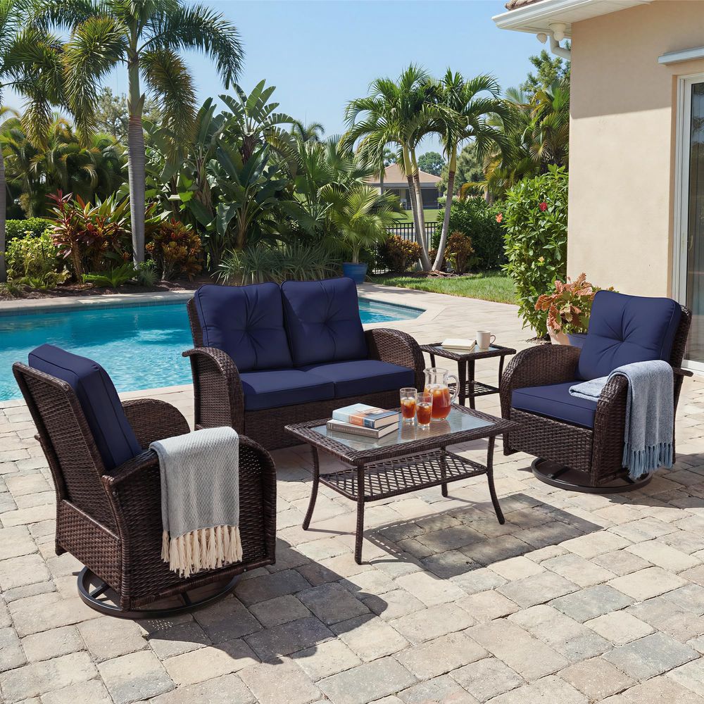 5 Pieces Patio Furniture Sets, - Outdoor Furniture Loveseat 리뷰 및 가격