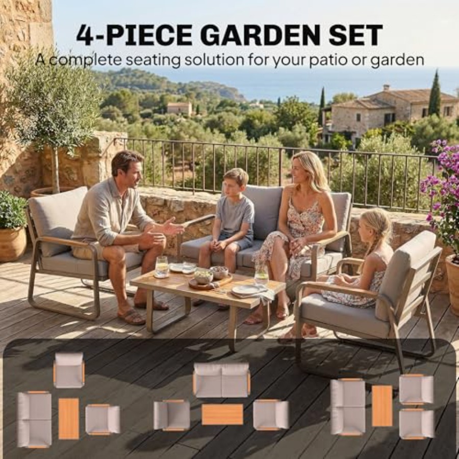 4 Piece Patio Furniture Set fo - Outdoor Furniture Loveseat 리뷰 및 가격