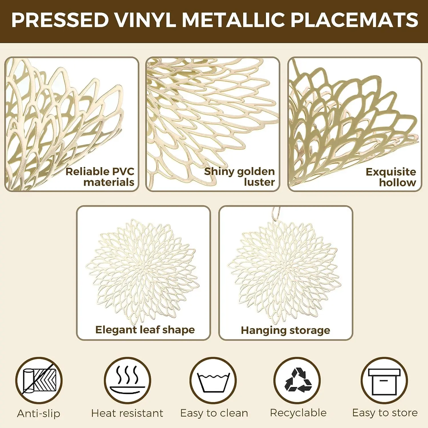 Set of 4 Metallic Placemats Se - Outdoor Furniture Design 리뷰 및 가격