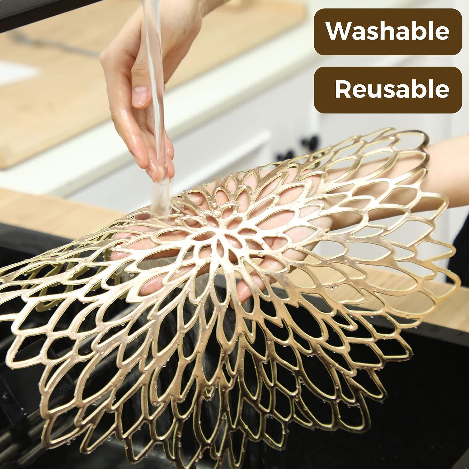 Set of 4 Metallic Placemats Se - Outdoor Furniture Design 리뷰 및 가격